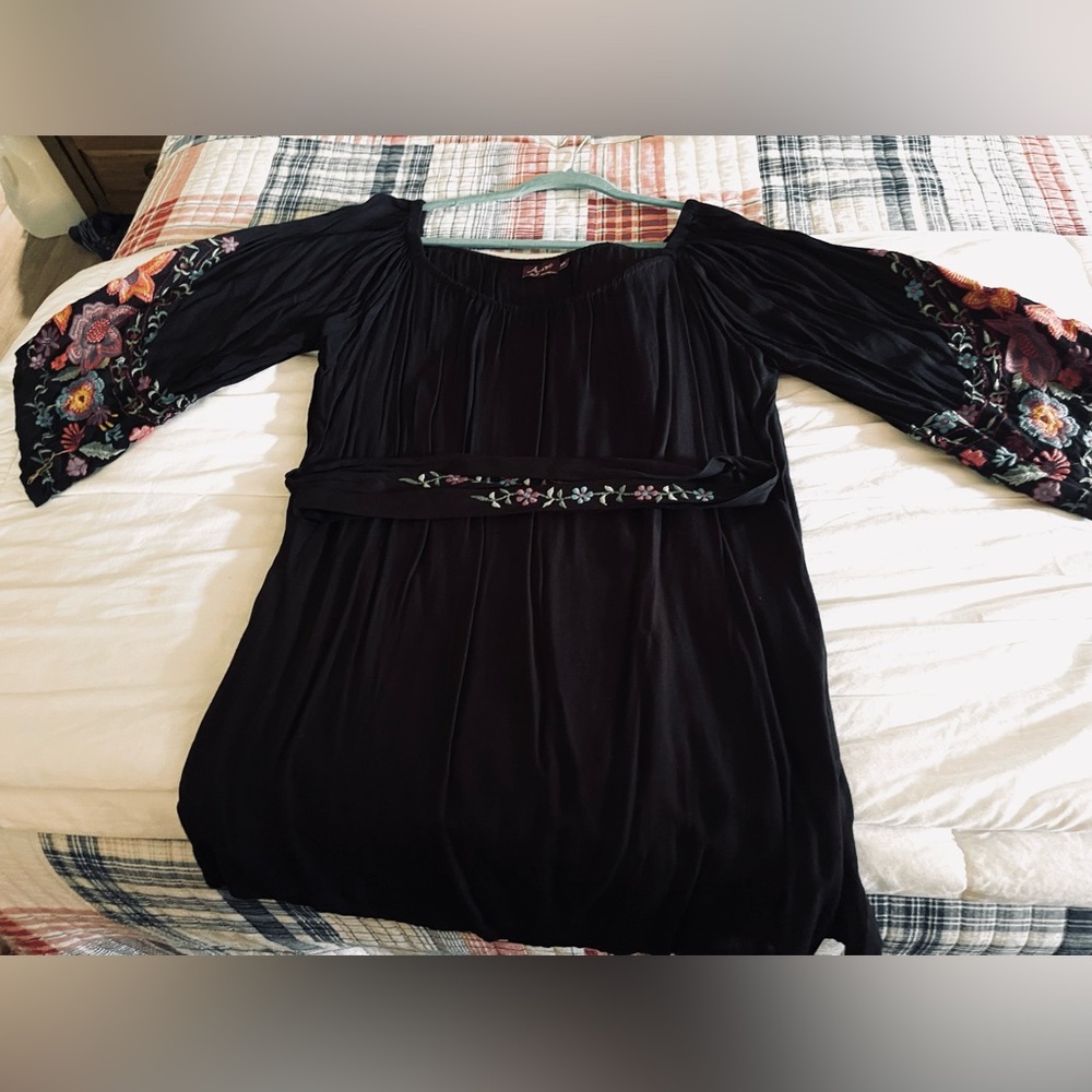 Avani del amour Beautiful Boutique Black Embroidered Blouse… Sz XL 🖤 - Picture 7 of 13